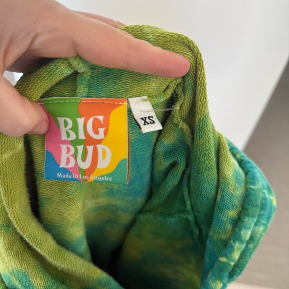 Big Bud Press Tie Dye Green Lagoon Magic Waters Cotton Hoodie Size XS - Picture 3 of 3